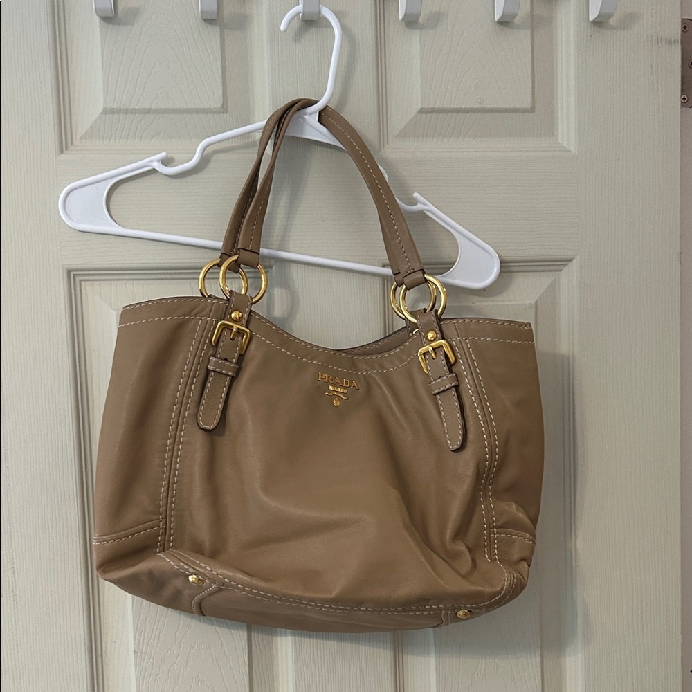 Prada Tan Leather Tote Bag
